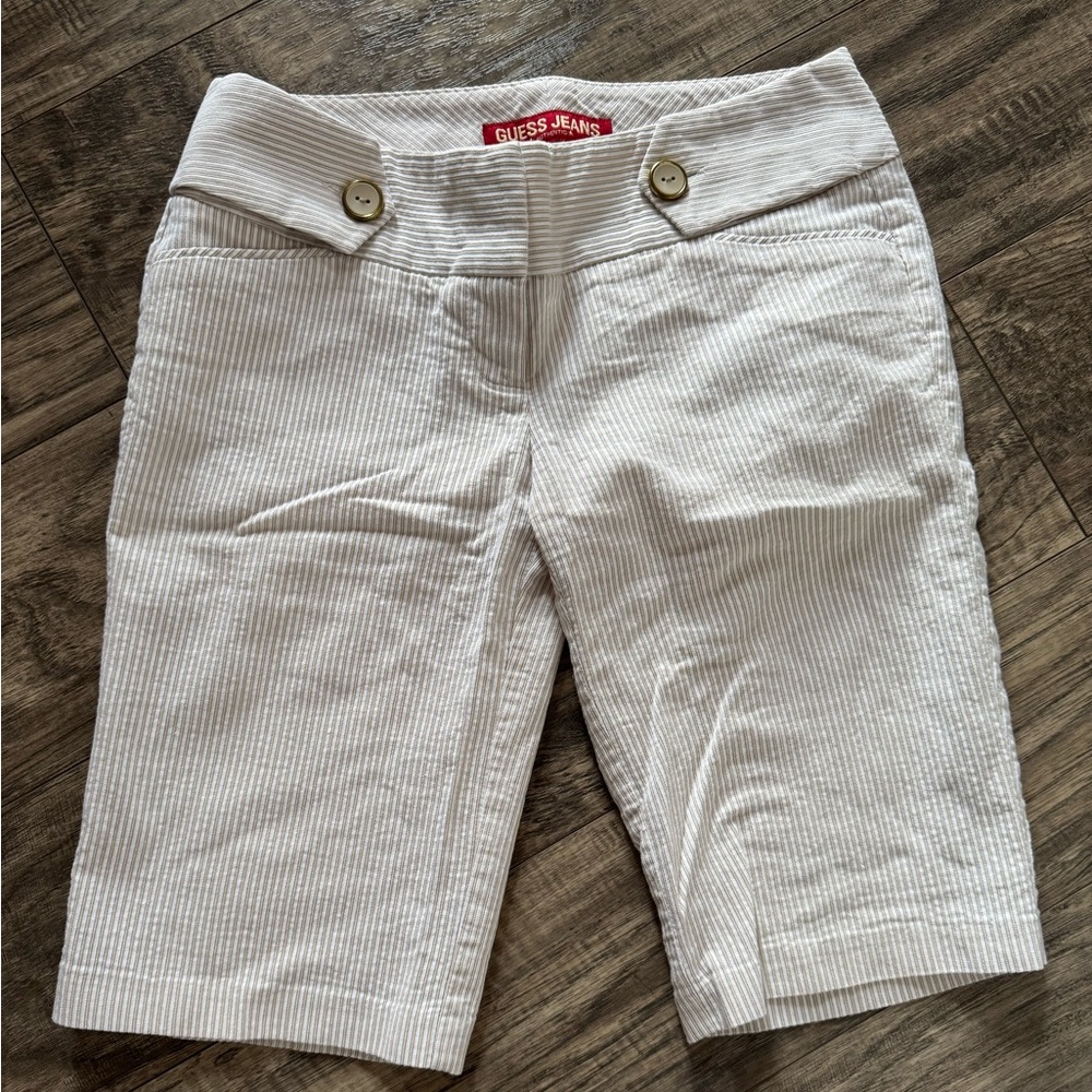 Guess Women's Pinstripe Dressy Bermuda Shorts Size 24